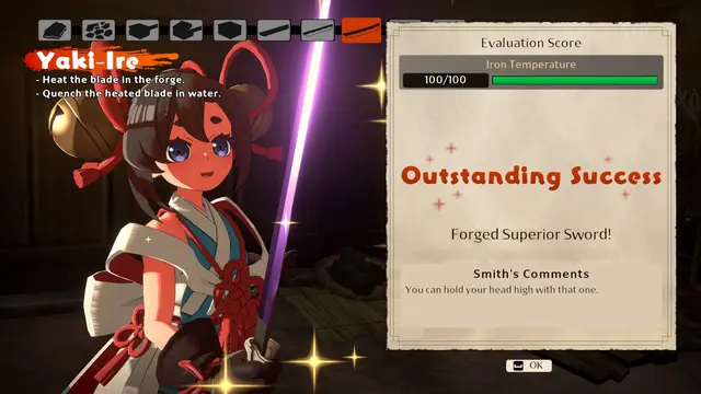 Sein eigenes Katana zu schmieden und ihm einen besonderen Namen zu geben (meinen Favorit nannte ich Meowmere) fühlt sich besonders eindrucksvoll an. | Foto: Bandai Namco