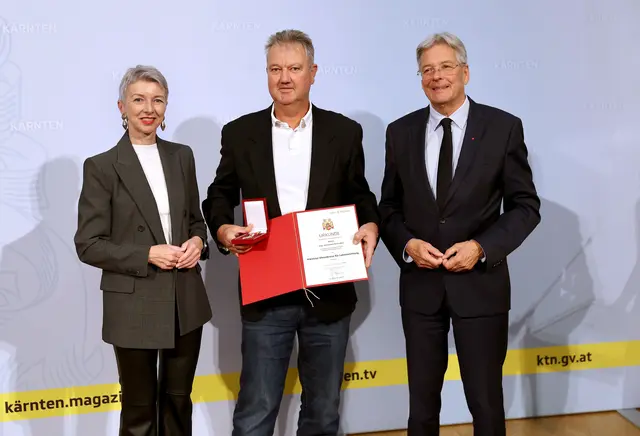 v.l.n.r.: Gaby Schaunig, Johannes Schuster, Peter Kaiser | Foto: LPD Kärnten/Kuess