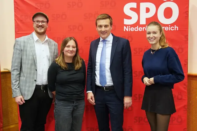 Valentin Mähner (JG NÖ), Ina Jakobi, Sven Hergovich, Amelie Muthsam (SJ NÖ)). | Foto: SPÖ NÖ