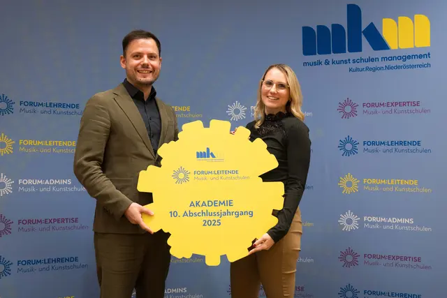 Stefan Mancic (Leiter Musikschule Himberg und Gemeindeverband der Musikschule Südheide) und Stefanie Kugler (Leiterin Musikschule der Stadt Hainburg) | Foto: MKM NÖ