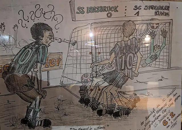 Hansi Müller staunt über die schnellen Beine von Fritz Kreidl zur 1:0 Führung. | Foto: Kreidl