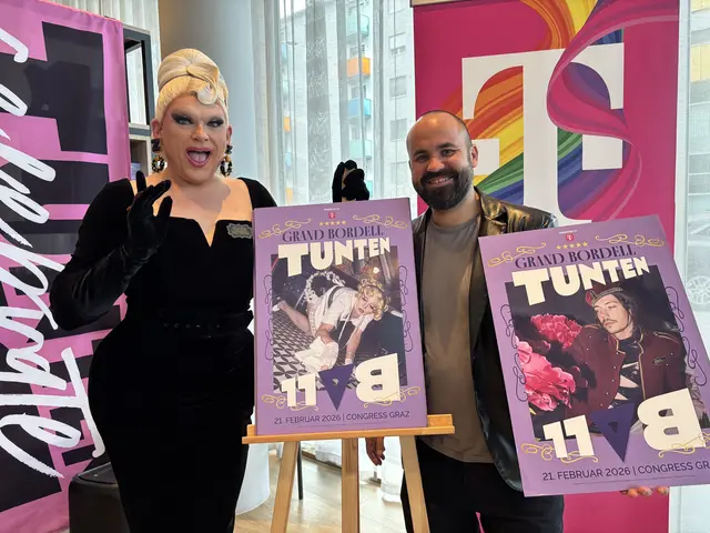 "Grand Bordell Tuntenball": Moderatorin Grazia Patricia und RosaLila PantherInnen Obmann Joe Niedermayer präsentierten das Motto des Charityevents. | Foto: Christoph Lamprecht