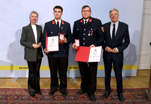 v.l.n.r.: Gaby Schaunig, Fabio Zechner, Hartwig Furian, Peter Kaiser | Foto: LPD Kärnten/Kuess