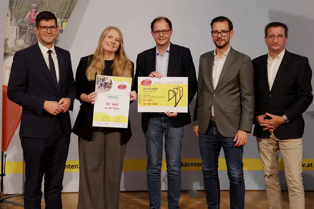  vli.: LH-Stv. Martin Gruber, StR Walter Brunner und Christina Tekalec (St. Veit/Glan), LR Sebastian Schuschnig und Volker Bidmon | Foto: LPD Kärnten/Wajand