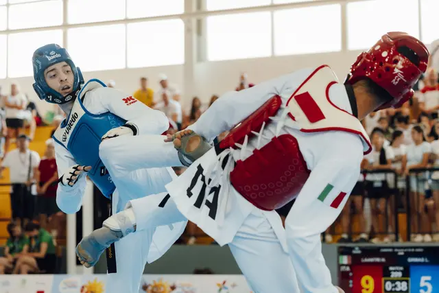 In Skopje fand heuer das European Youth Olympic Festival im Taekwondo statt, mit Luka Grmas (AUT) und Hamza Laanrti (ITA). | Foto: GEPA pictures