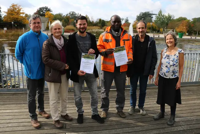 Bernhard Haidler („Natur im Garten“), Referentin Hadwig Soyoye-Rothschädl, Aleksandar Aleksic, Ibrahim Kpokpoola, Referent Gert Frischenschlager und Christiane Hannauer (Amt der NÖ Landesregierung Abteilung, Umwelt- und Energiewirtschaft / RU3). | Foto: „Natur im Garten“ / C. Pürer