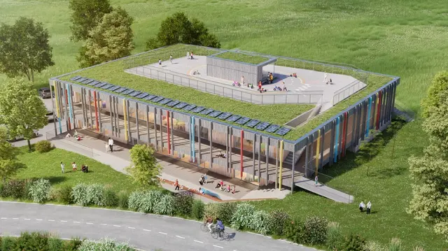 Eine Visualisierung des neuen Kindergartens in Pfarrwerfen. | Foto: Architekt DI Mitterberger Gerhard ZTgmbH