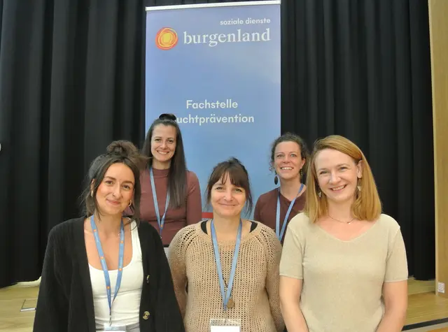 Team der Fachstelle Suchtprävention der Sozialen Dienste Burgenland, v .l .n.r.: Dušanka Weber-Goranović, Vanessa Trabi, Verena Fischbach, Sophia Szerences, Eva Maria Schefberger-Knoll | Foto: Soziale Dienste Burgenland