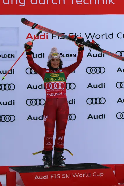 Julia Scheib feierte in Sölden ihren ersten Weltcupsieg
