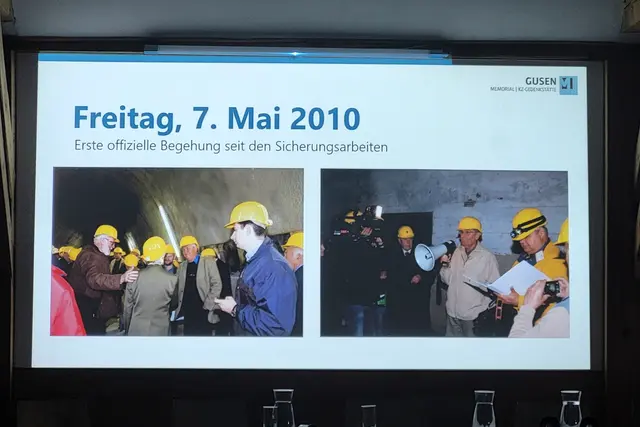 Unter großer Anteilnahme, auch von internationalen Organisationen und Überlebenden, fand 2010 die erste offizielle Begehung statt. | Foto: Eckhart Herbe/Bilder Präsentation (C) Gusen Memorial