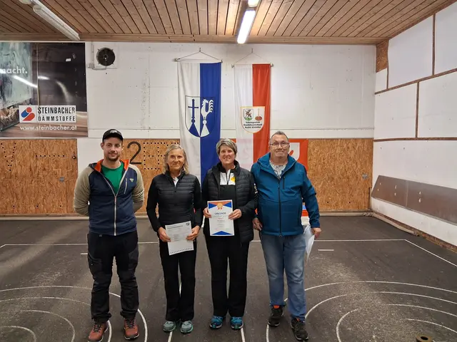 Rang 5 Damen Christl Krimbacher und Hildegard Erber ESC Jochberg, mit den Offiziellen Roland Hanser und Andi Aberger | Foto: Brigitte Müller, Michael Novak, Anton Inwinkl