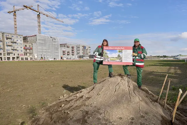 Hier soll bis Dezember 2026 ein neuer Park für die Bewohnerinnen und Bewohner des oberen Hausfelds entstehen. | Foto: Stadt Wien/Markus Wache