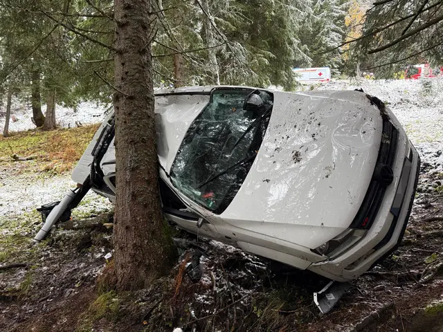 Binnen kurzer Zeit kam es am Montag zu zwei Fahrzeugabstürzen auf Tirols Straßen – im Bild der Unfall in Fügenberg. | Foto: zoom.tirol