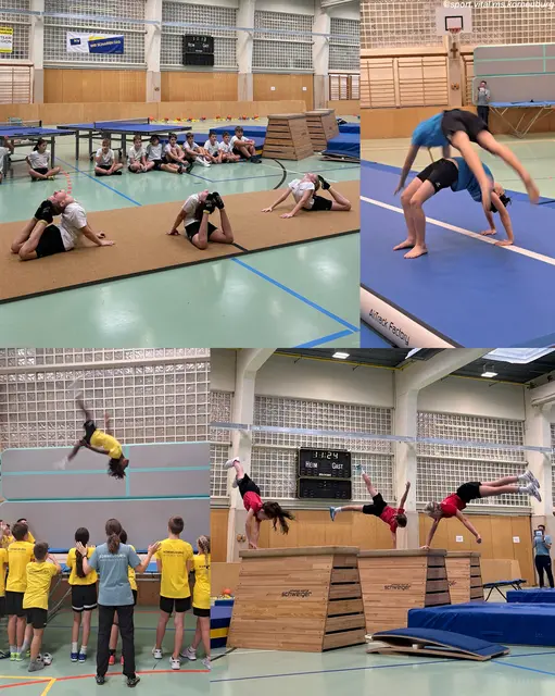 Ob am Boden oder in der Luft: Die Schüler und Schülerinnen der Sport- &amp; Vitalmittelschule Korneuburg zeigten ihr akrobatisches Können.  | Foto: z. V. g. 