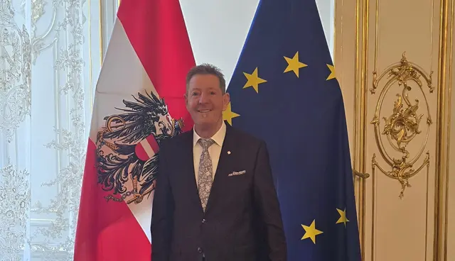 Josef Müller – hier bei der Feier in Wien – ist seit mehr als 40 Jahren in der Kommunalpolitik seiner Heimatgemeinde tätig, 30 Jahre davon als Bürgermeister. | Foto: Marktgemeinde Griffen