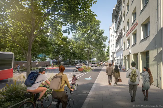 Für das Upgrade der Landstraßer Hauptstraße wurden erstmals konkrete Pläne präsentiert. (Visualisierung) | Foto: ZOOMVP.AT