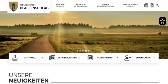 So sieht die Startseite der neuen Homepage aus. (Screenshot) | Foto: MeinBezirk