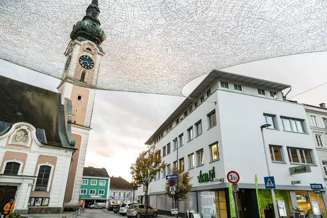 Die VKB-Bank hat eine sehr zentrale Lage mitten in der Bezirkshauptstadt Grieskirchen. | Foto: Cityfoto.at/Roland Pelzl