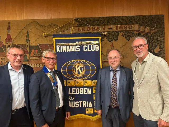 Führen den Kiwanis Club Leoben ins neue Clubjahr: Gerhard Urbanek, der neue Präsident Klaus Tomaschitz, Willibald Mautner und Gerhard Kölbl (v.l.) | Foto: Kiwanis Club Leoben