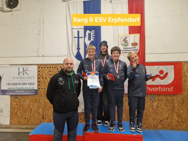 Rang 6 ESV Erpfendorf mit Gratulant Michael Novák; Philipp Hanser, Larissa Unterberger, Richard Weidinger und Fabian Endstrasser. | Foto: Michaela Hanser, Roland Hanser, Michael Novák