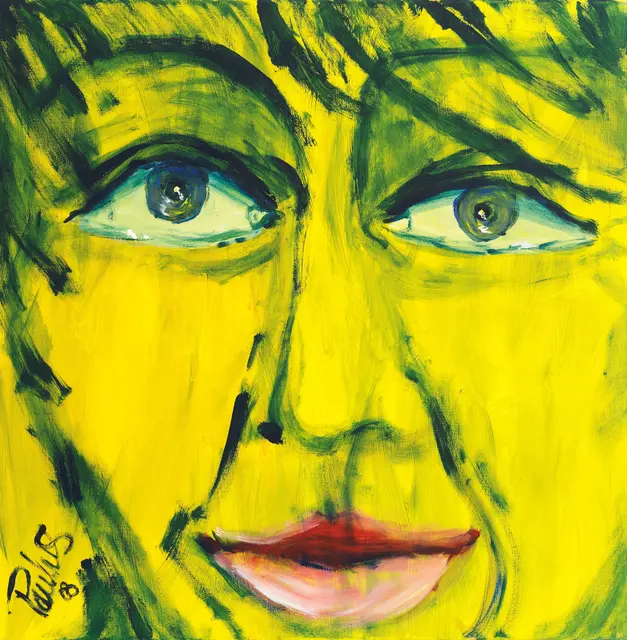 Künstler: Mundmaler Paulus Ploier, Titel vom Kunstwerk: Selbstportrait, Technik: Acryl auf Leinen | Foto: www.paulus-art.at