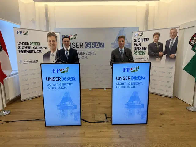 Bernhard Dohr und Rene Apfelknab präsentierten am Freitag die FPÖ-Kampagne zum Thema Sicherheit.  | Foto: FPÖ Graz