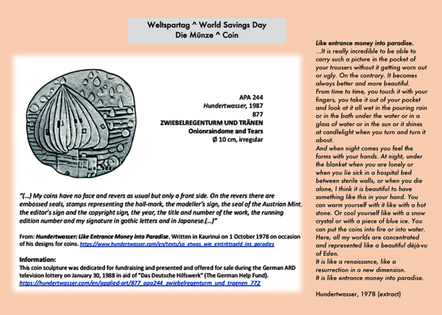 Hundertwasser-Münze- Poster von Tatjana Christelbauer im Kunst-Café , Hundertwasserhaus | Foto: Tatjana Christelbauer