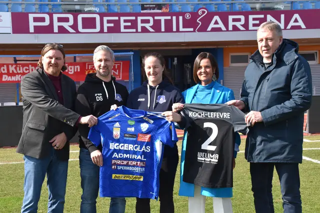 Neue Kooperation zwischen dem FC Südburgenland und TSV Hartberg wurde nun präsentiert: FC Südburgenland-Obmann Christian Marth, FC Südburgenland-Trainer Dieter Sachs, FC Südburgenland-ObmStv Kerstin Weber, TSV Hartberg-Präsidentin Brigitte Annerl und TSV Hartberg-Obmann Erich Korherr | Foto: Michael Strini