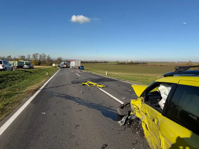 Verkehrsunfall mit zwei Pkw und einem Lkw bei Schwechat. | Foto: FF Schwechat