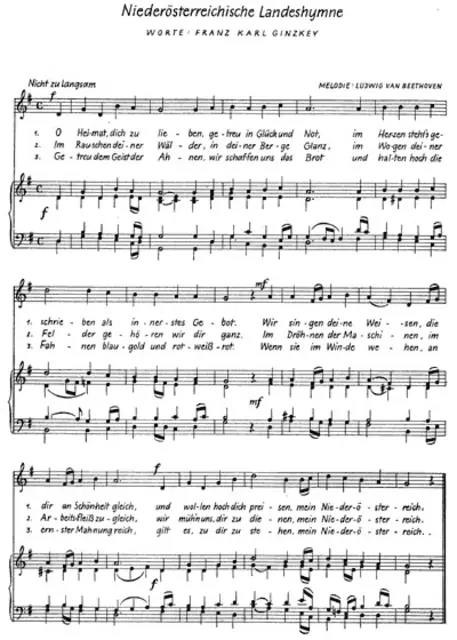 Niederösterreichische Landeshymne | Foto: ww.noe.gv.at/noe/Geschichte-Landeskunde/Landeshymne.html