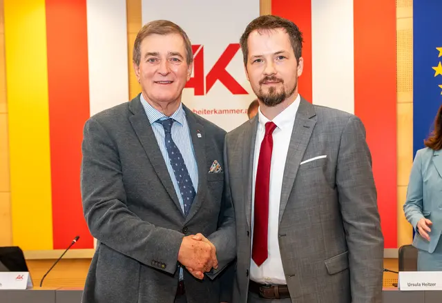 AK-Präsident Günther Goach und Vorstandsmitglied Ralph Sternjak | Foto: AK Kärnten/Gernot Gleiss