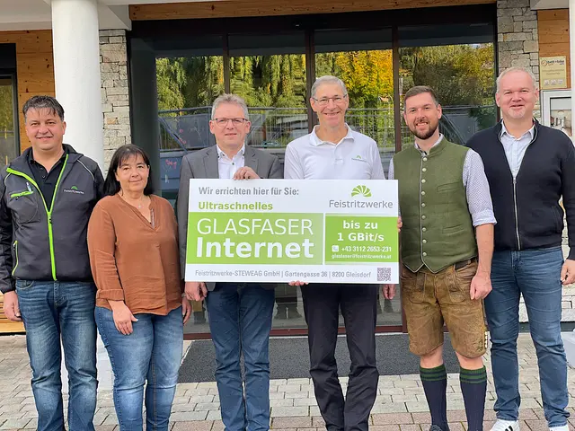 Hubert Jonser (Feistritzwerke-STEWEAG GmbH), Vizebürgermeisterin Heidi Maierhofer (Gemeinde Wenigzell), Bürgermeister Ing. Herbert Berger (Gemeinde Wenigzell), Mag. Erich Rybar (Feistritzwerke-STEWEAG GmbH), Hotelier Lukas Fast-Kern (Mein Hotel Fast***), Karl Raser (Feistritzwerke-STEWEAG GmbH). ©Feistritzwerke-STEWEAG GmbH

