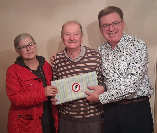 Michaela Martinek, Geburtstagskind Gottfried Schock und Werner Schöll. | Foto: Werner Schöll