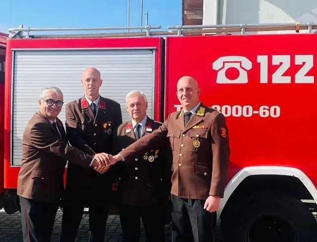 Neues Feuerwehrkommando für Kirchfidisch: Bürgermeister Norbert Sulyok, Kommandant BI Jochen Weiner, Kommandant-Stellvertreter HBM Josef Pehr und Abschnittsfeuerwehrkommandant ABI Alexander Wagner | Foto: Gemeinde Kohfidisch