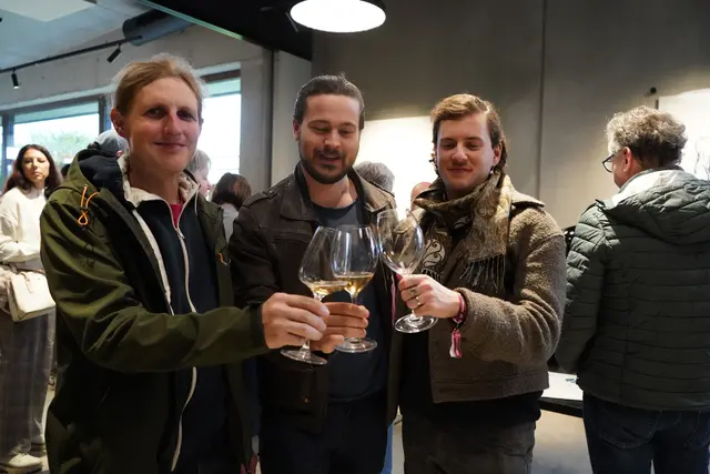 Dominik, Benjamin und Rafael am Weingut Hannes Reeh | Foto: Andrea Glatzer