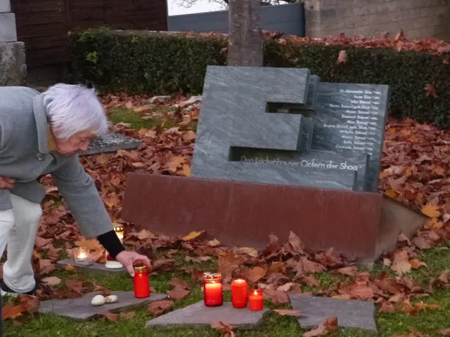 Es wurde Steine und Kerzen zum Andenken vor der Gedenktafel platziert.  | Foto: Vanessa Wittmann