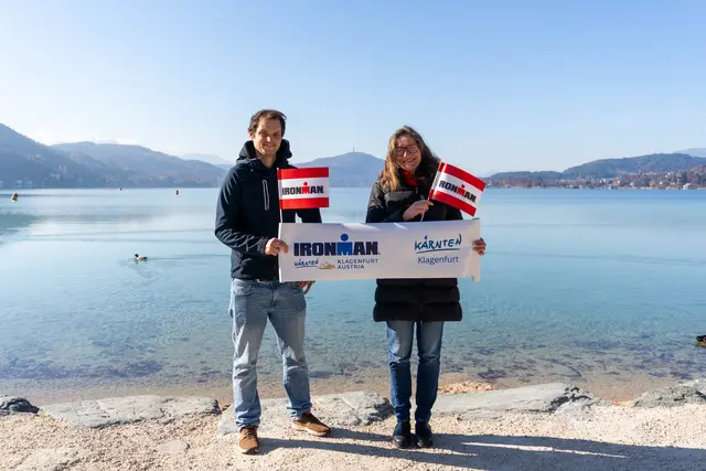 Renndirektor Patrick Schörkmayer und Sportstadträtin DI Constance Mochar freuen sich schon auf die 27. Auflage des Ironman Austria in Klagenfurt am 14. Juni.
  | Foto: StadtKommunikation / Zechner