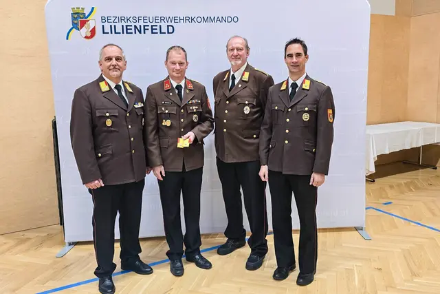 OBR Richard Fuchs, ABI Michael Berger, BR Kimeswenger, BR August Hollerer | Foto: zVg. EHBI Christian Teis (Presse 11), BFKDO Lilienfeld