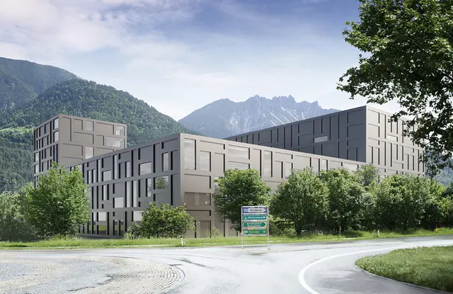 Der mehrstöckige Neubau vereint verdichtete Bauweise, nachhaltige Energieerzeugung und Kreislaufwirtschaft zu einem Projekt mit Signalwirkung. 
Copyright: Marte.Marte Architekten, Der mehrstöckige Neubau vereint verdichtete Bauweise, nachhaltige Energieerzeugung und Kreislaufwirtschaft zu einem Projekt mit Signalwirkung. 
 | Foto: Marte.Marte Architekten