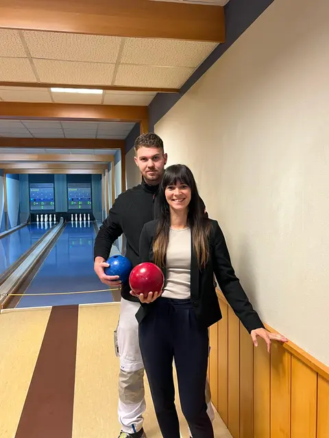 Tamara Scharf und Marco Tonninger bei den Kegelbahnen. | Foto: Kegelsport Hahnwirt