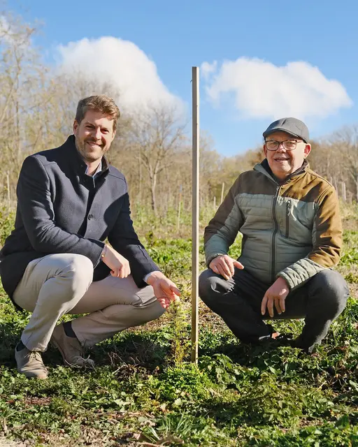 Bürgermeister Christoph Wolf und Urbarialobmann Herbert Szinovatz beim Lokalaugenschein.  | Foto: Marktgemeinde Hornstein