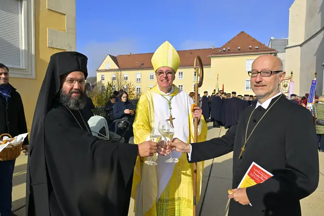 (v.l.) Metropolit Arsenios, Bischof Zsifkovics und Superintendent Robert Jonischkeit. | Foto: Diözese Eisenstadt/Rupprecht