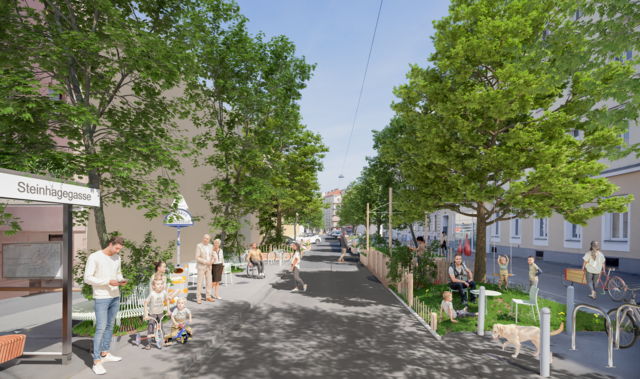 So könnte die Arndtstraße nach Vorstellung der Grünen Meidling aussehen. | Foto: Grüne Meidling