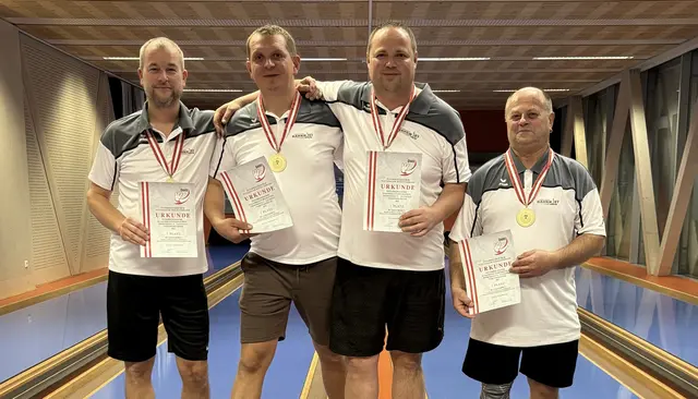 Die erfolgreichen Sportler, von links Bernhard Krahofer, Manfred Domani, Markus Fröschl und Hubert Hintersteiner. | Foto: Bianca Greiner