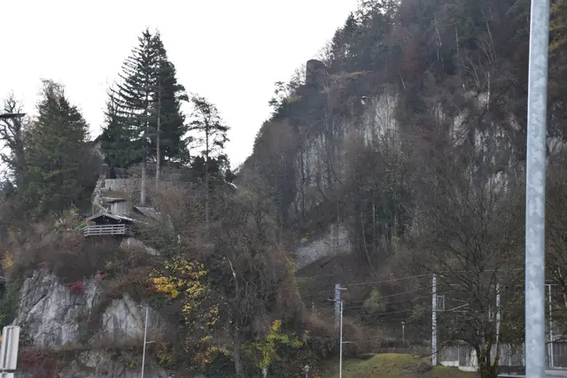 Die Gefahr, dass vom Schlossberg Gesteinsbrocken fallen, ist da. Eine Absicherung soll Abhilfe schaffen. | Foto: Barbara Fluckinger