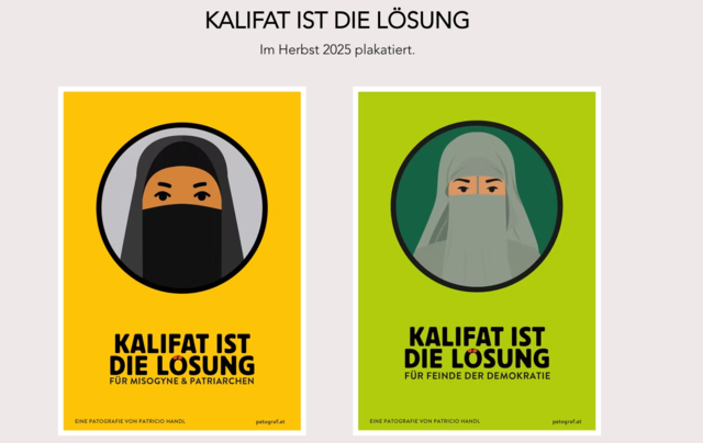 „Kalifat ist die Lösung“-Plakate wurden zuletzt in Wiener Parks gesichtet. | Foto: Screenshot patograf.at