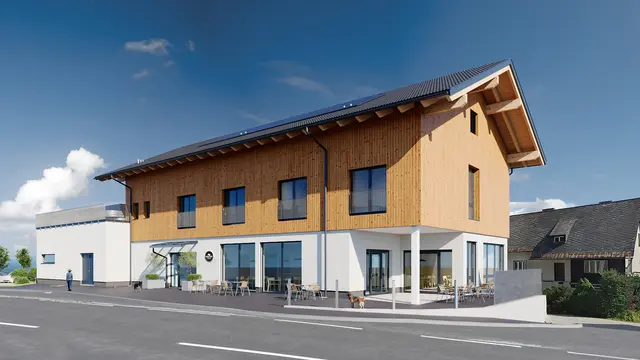 So wird das neue Multifunktionsgebäude Packerhöhe aussehen. | Foto: Gemeinde Hirschegg-Pack