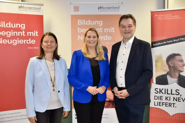 Sabine Weisz (Rektorin PPH Burgenland), LR.in Daniela Winkler und Christian Huisbauer (Koordinator des Boy’s Day im Burgenland). | Foto: Stefan Schneider