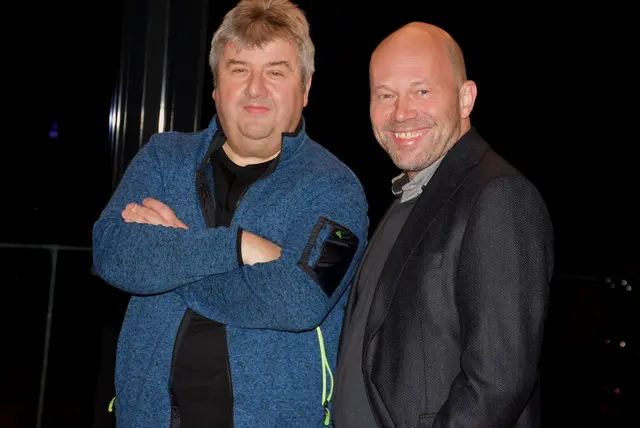 Tiefes Blech: Landesmusikschule Grein traf Anton Bruckner Privatuniversität. Wolfgang Rosenthaler und Willi Brandstötter.  | Foto: Robert Zinterhof