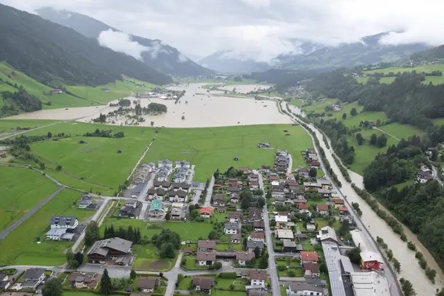 Hochwasser Starkregen 2021 Flugaufnahmen vom Hochwasser im Oberpinzgau zwischen Mittersill und Bramberg. | Foto: Land Salzburg/Franz Wieser